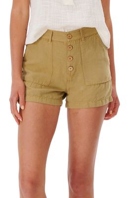 Rip Curl Linen & Cotton Shorts in Light Olive