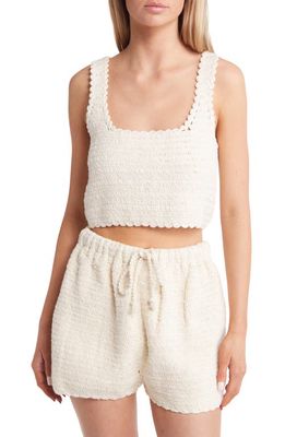 Rip Curl Oceans Together Cotton Crochet Crop Top in Off White