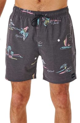 Rip Curl Party Pack Volley Swim Trunks in Black