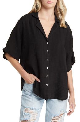 Rip Curl Premium Surf Cotton Gauze Button-Up Shirt in Black