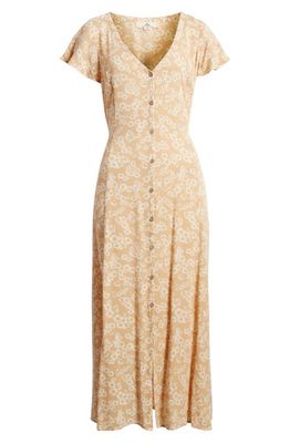 Rip Curl Sunrise Session Floral Button-Up Midi Dress in Sand