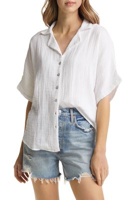 Rip Curl Women's Surf Short Sleeve Button-Up Shirt in White