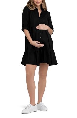 Ripe Maternity Adel Linen Blend Maternity/Nursing Dress in Black