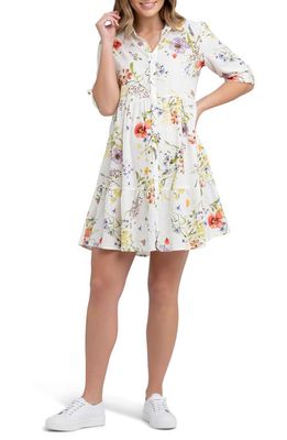 Ripe Maternity Bloom Floral Print Linen Blend Maternity Dress in Natural