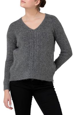 Ripe Maternity Cara Cable Knit Nursing Sweater in Dark Charcoal
