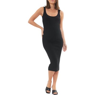 Ripe Maternity Carmen Rib Midi Materinity Dress in Black 