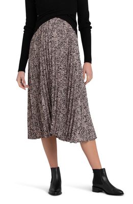 Ripe Maternity Florence Pleated Midi Maternity Skirt in Black /Dusty Pink