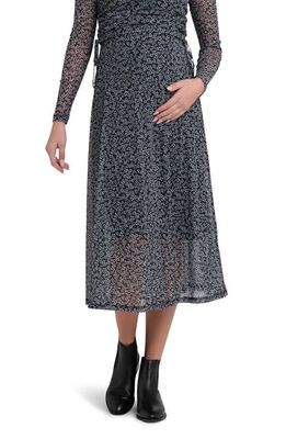 Ripe Maternity Layla Floral Maternity A-Line Skirt in Black /Storm