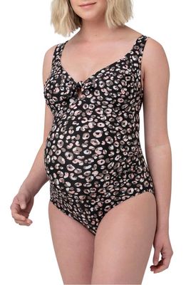 Ripe Maternity Sahara Tie Front One-Piece Maternity Swimsuit in Black