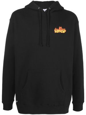 Ripndip cotton flame-print hoodie - Black
