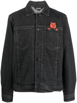 Ripndip embroidere-cat detail denim jacket - Black