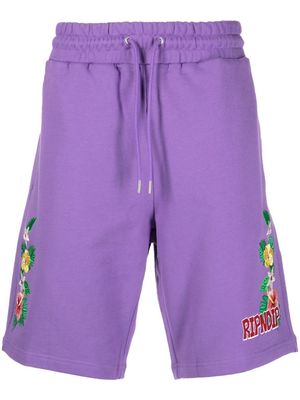 Ripndip floral-patch drawstring shorts - Purple
