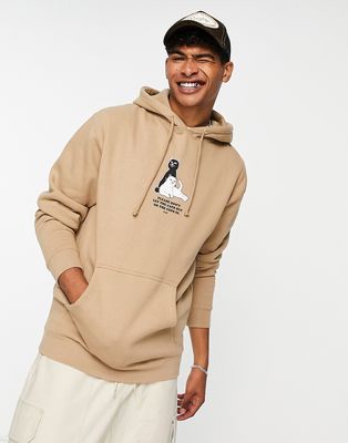 RIPNDIP keep the cats in pullover hoodie in beige with chest print-Neutral