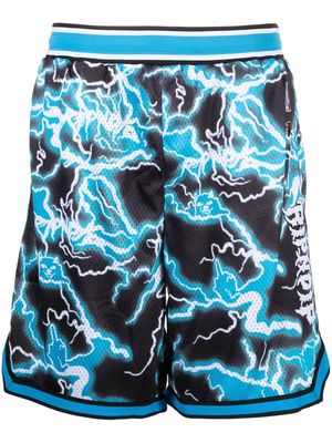 Ripndip lightning-print knee shorts - Black