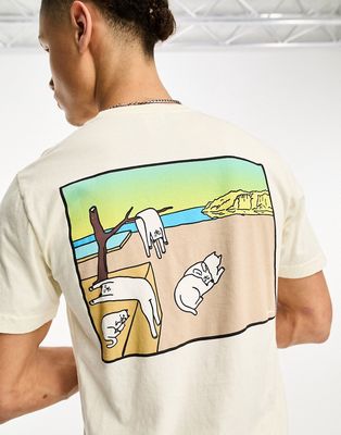 RIPNDIP nermali T-shirt in off white with chest and back print-Neutral