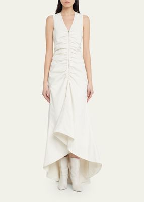 Ripstop Zip-Front Gathered Gown