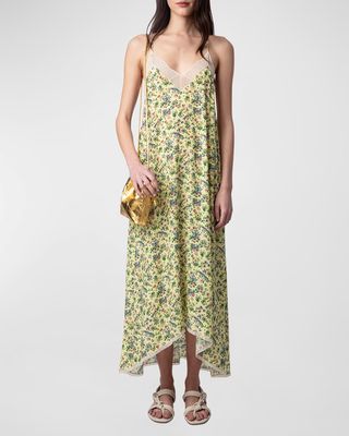 Risty Soft Small Garden Lace-Trim Maxi Dress