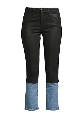River High-Rise Two-Tone Stretch Straight-Leg Jeans