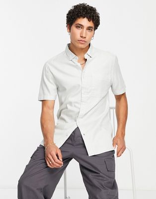 River Island 1 pocket short sleeve shirt in light gray