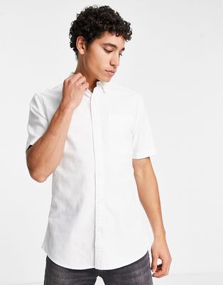 River Island 1 pocket short sleeve shirt in white