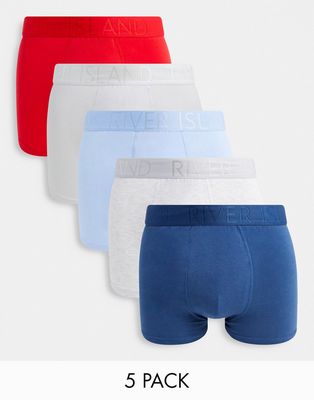 River Island 5 pack of boxers in multi-Red