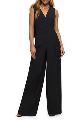 River Island Back Bow Sleeveless Jumpsuit in Black