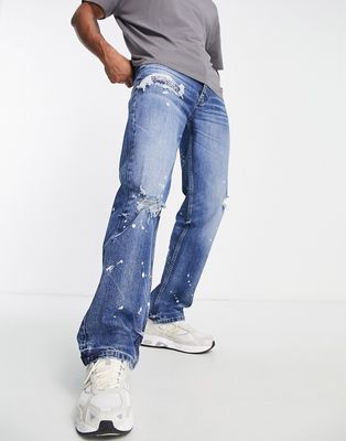 River Island baggy jeans in mid blue
