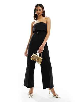 River Island bandeau tailored jumpsuit in black