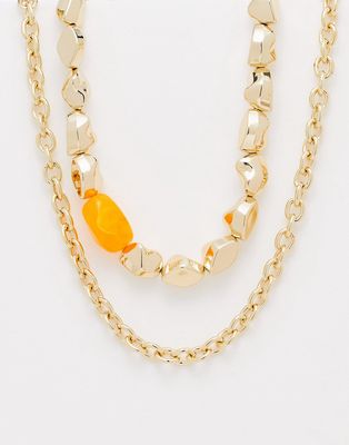 River Island bead layered necklace in gold