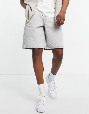 River Island bermuda denim shorts in gray