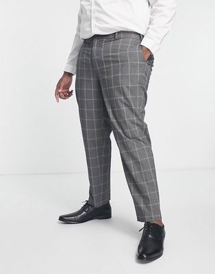 River Island Big & Tall checked suit pants in gray