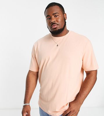 River Island Big & Tall pique T-shirt in coral-Pink