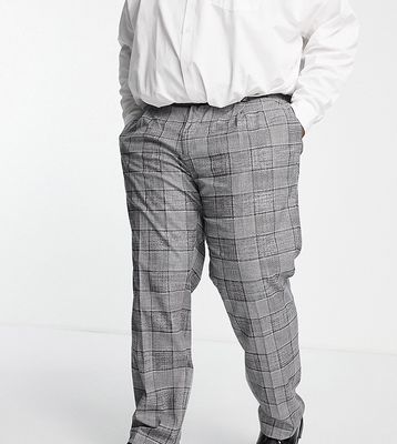 River Island Big & Tall skinny suit pants in gray plaid