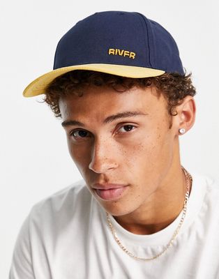 River Island blocked cap in mustard and blue-Yellow