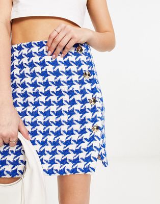 River Island boucle dogtooth print skirt in blue - part of a set