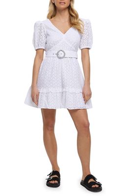 River Island Broderie Belted Minidress in White