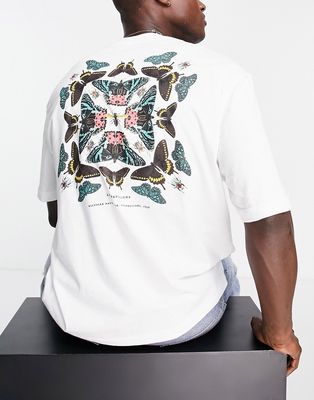 River Island butterfly chest print t-shirt in white