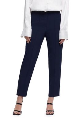 River Island Button High Waist Cigarette Trousers in Navy