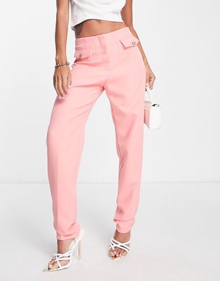 River Island buttoned cigarette pants in pink - part of a set