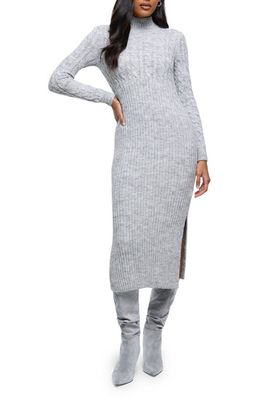 River Island Cable & Rib Stitch Long Sleeve Sweater Dress in Grey