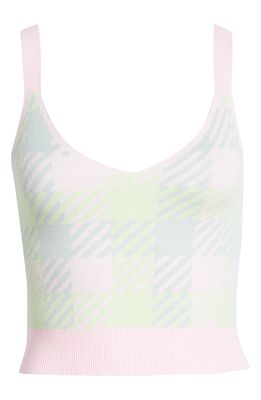 River Island Candy Check Sweater Tank in Pink Light