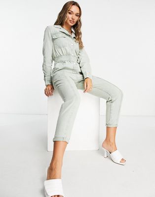 River Island cargo jumpsuit in light green