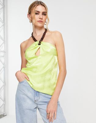 River Island chain trim neck cami in lime-Green