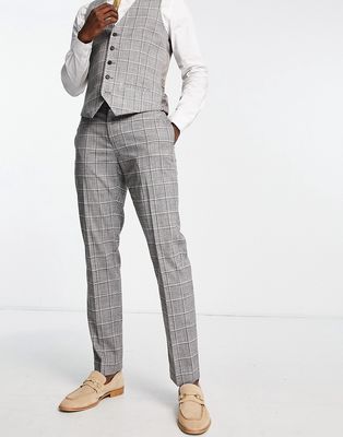 River Island checked suit pants in gray check