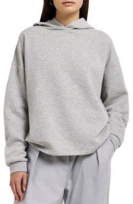 River Island Cotton Blend Hoodie in Grey