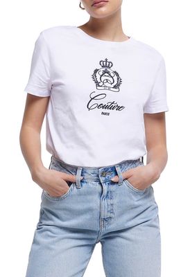 River Island Couture Embroidered T-Shirt in White
