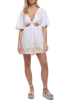 River Island Cutout Embroidered Romper in White