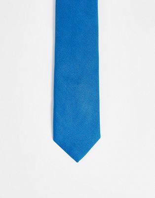 River Island diagonal twill tie in bright blue