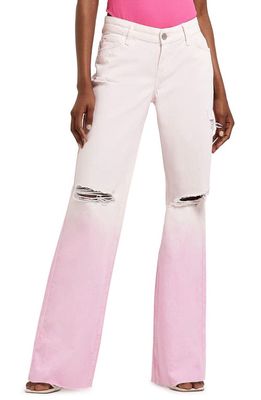 River Island Dip Dye High Waist Nonstretch Straight Leg Jeans in Pink Bright