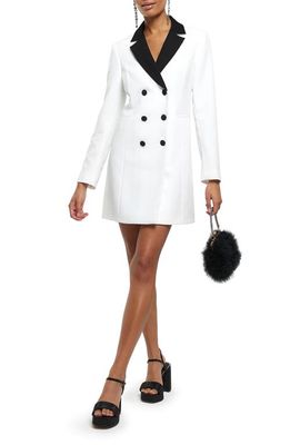 River Island Double Breasted Long Sleeve Blazer Minidress in White